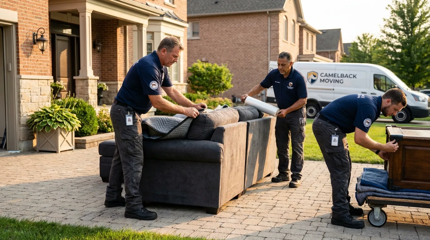 Large estate moving crew wrapping furniture in Grimsley, TN